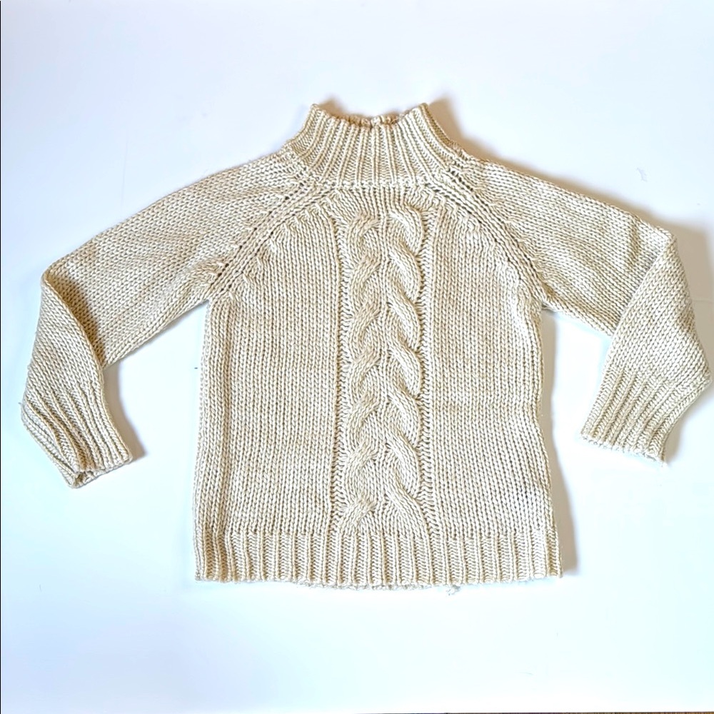 Cream Chunky Knit Turtleneck Sweater